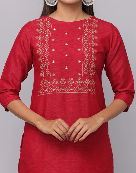 Solid 3/4 Sleeve Kurta