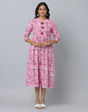 Floral 3/4th Sleeve Casual Dress 