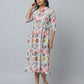 Floral Printed 3/4th Sleeve Casual Dress