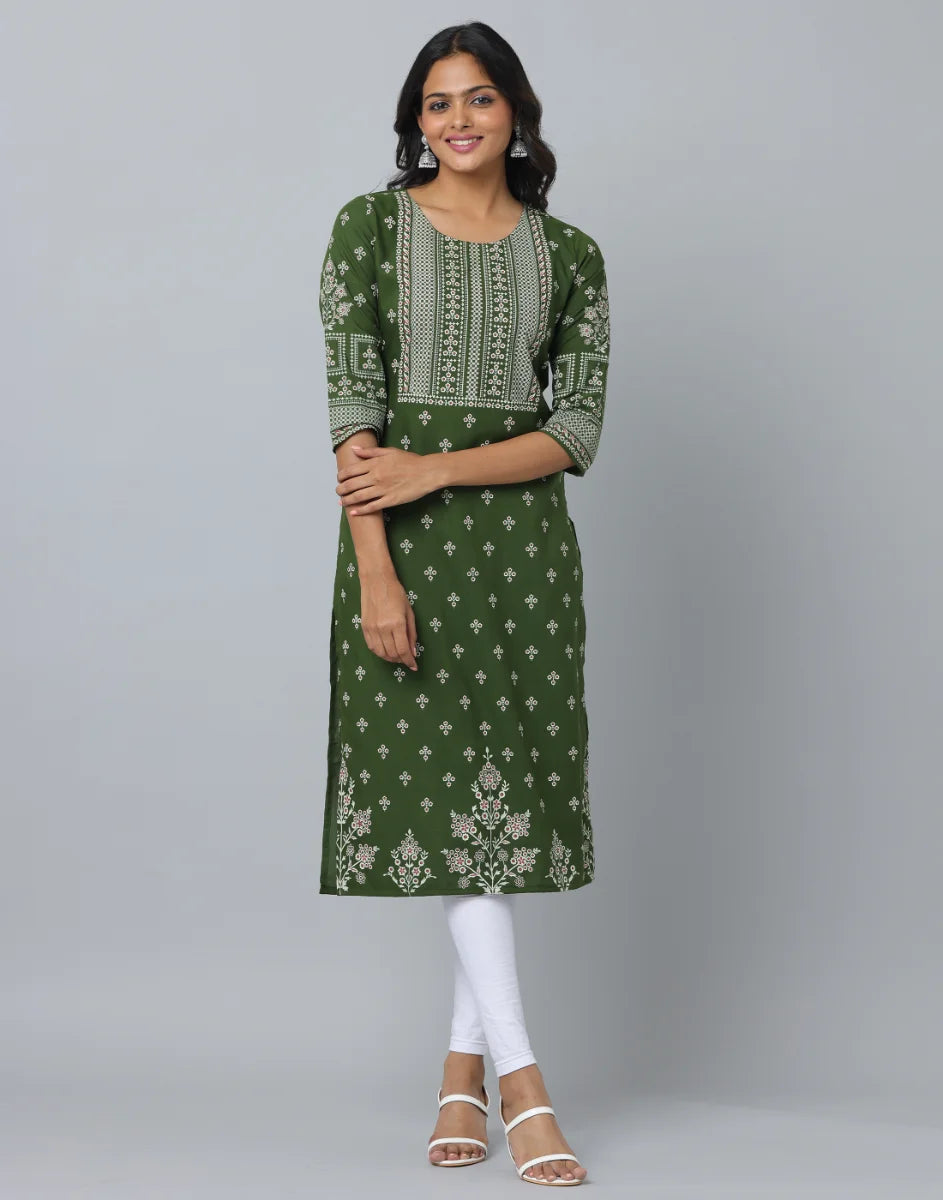 Slim Fit Floral Kurta