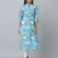 Floral Print 3/4 Sleeve Kurta