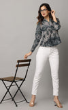 High V Neck Top with Full Sleeves