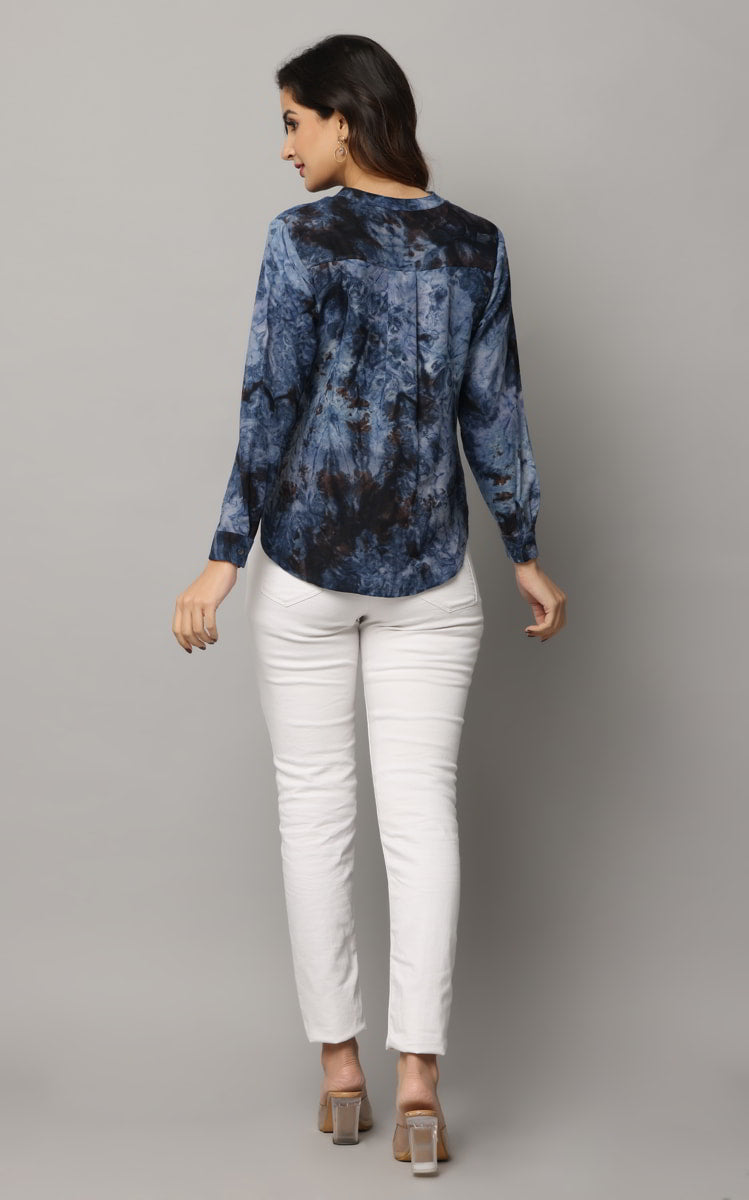 High V neck Top with Full Sleeves with  Button