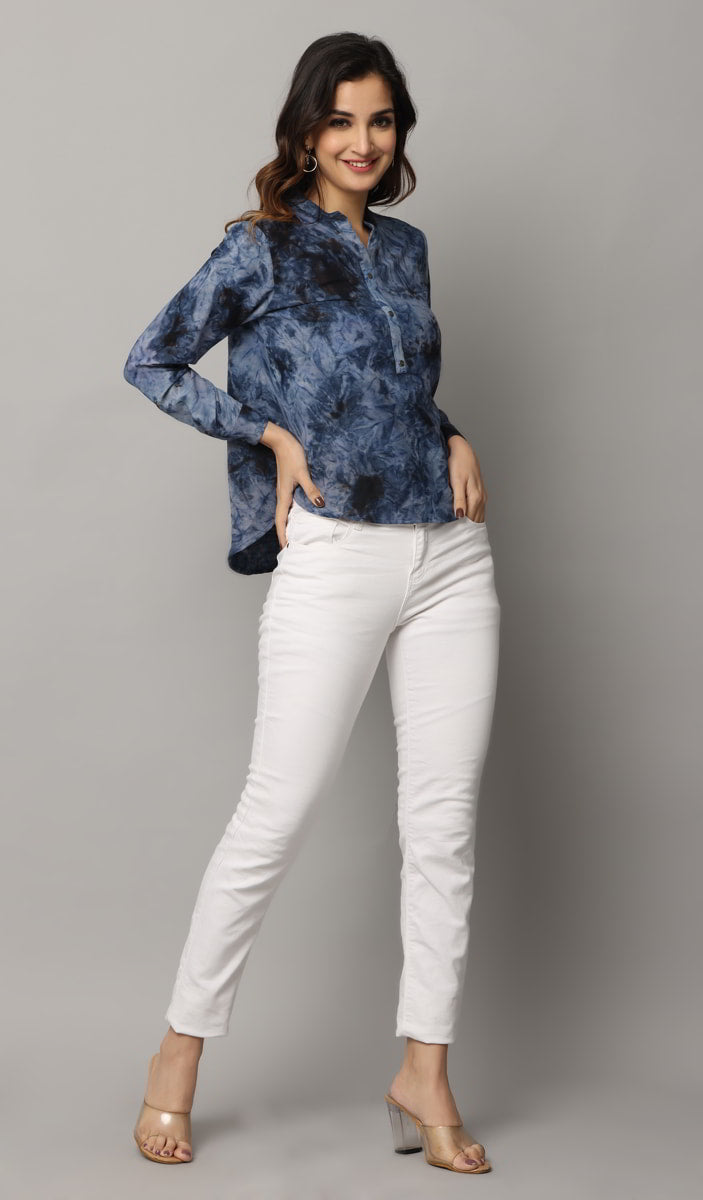 High V neck Top with Full Sleeves with  Button