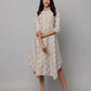 Floral Print Round Neck 3/4th Sleeves Dress