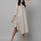 Floral Print Round Neck 3/4th Sleeves Dress