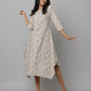 Floral Print Round Neck 3/4th Sleeves Dress