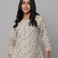 Floral Print Round Neck 3/4th Sleeves Dress