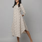 Floral Print Round Neck 3/4th Sleeves Dress