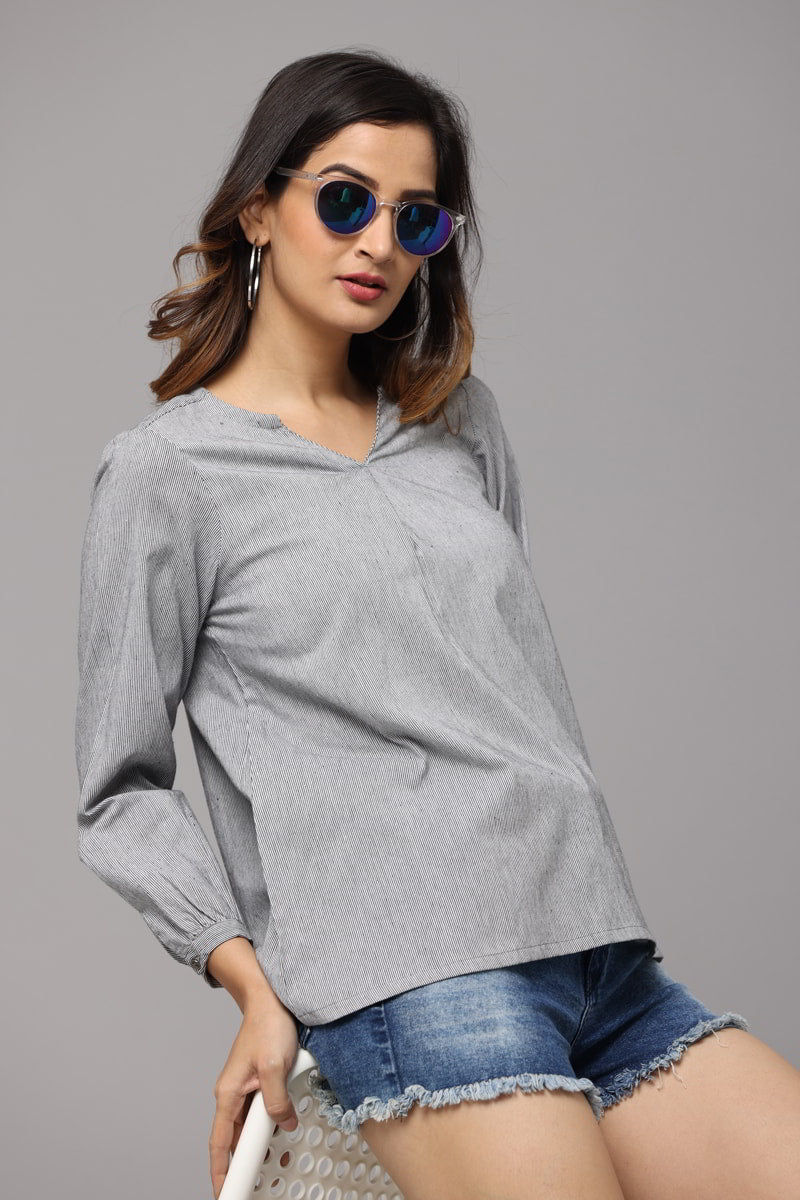 V Neck Top with 3/4th sleeves