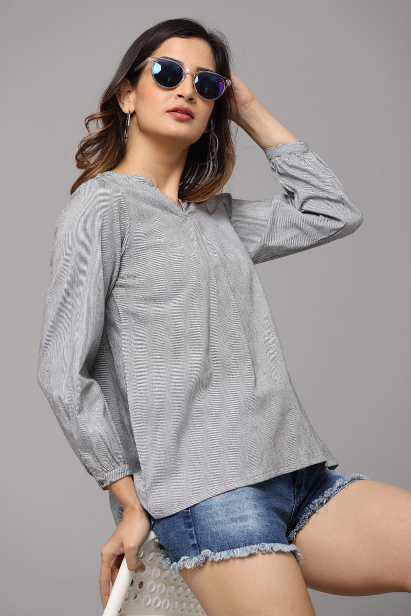 V Neck Top with 3/4th sleeves