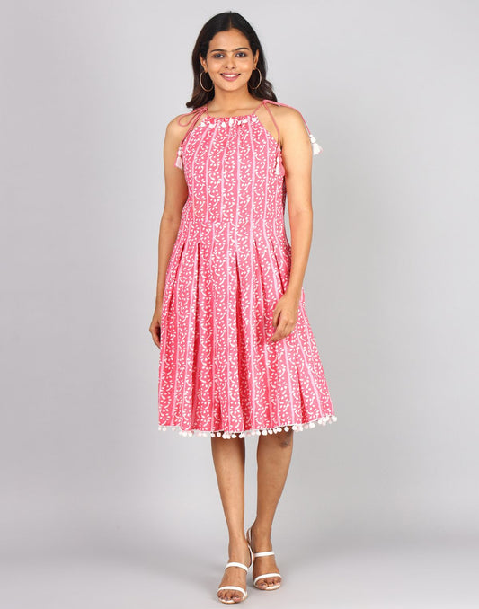 Printed Sleeve Less Dress