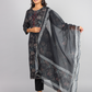 3/4th Sleeve Round Neck Front Yoke Thread & Mirror Work  Kurta, Bottom & Duppatta With Gota Lace 3pc Set