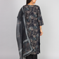 3/4th Sleeve Round Neck Front Yoke Thread & Mirror Work  Kurta, Bottom & Duppatta With Gota Lace 3pc Set
