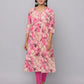 Floral Printed Kurta With 3/4 Sleeve