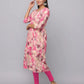 Floral Printed Kurta With 3/4 Sleeve