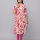 Floral Printed Kurta With 3/4 Sleeve