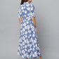 Floral Print Slim Fit Elbow Length Sleeve Dress