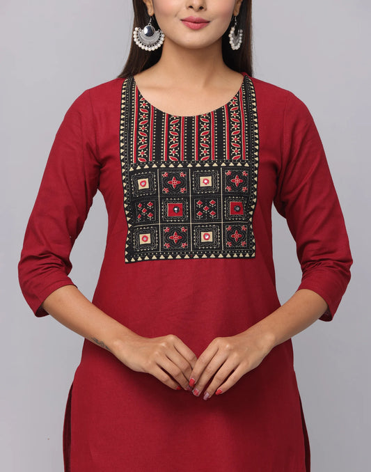 Solid 3/4 Sleeve Kurta