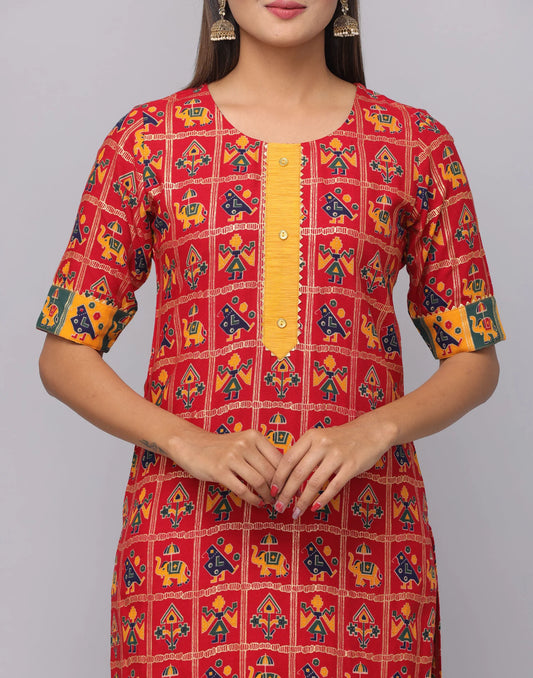 Floral Printed Kurta WIth Elbow Length Sleeves