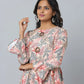 Floral Print Slim Fit Long Flared Sleeve Casual Dress