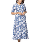 Floral Print Slim Fit Elbow Length Sleeve Dress