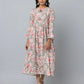 Floral Print Slim Fit Long Flared Sleeve Casual Dress