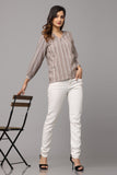 V Neck Top with 3/4 Sleeves