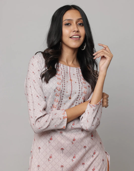 Floral Printed Full Sleeve Kurta