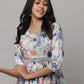 Floral Printed 3/4 Sleeve V Neck Dress