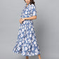 Floral Print Slim Fit Elbow Length Sleeve Dress