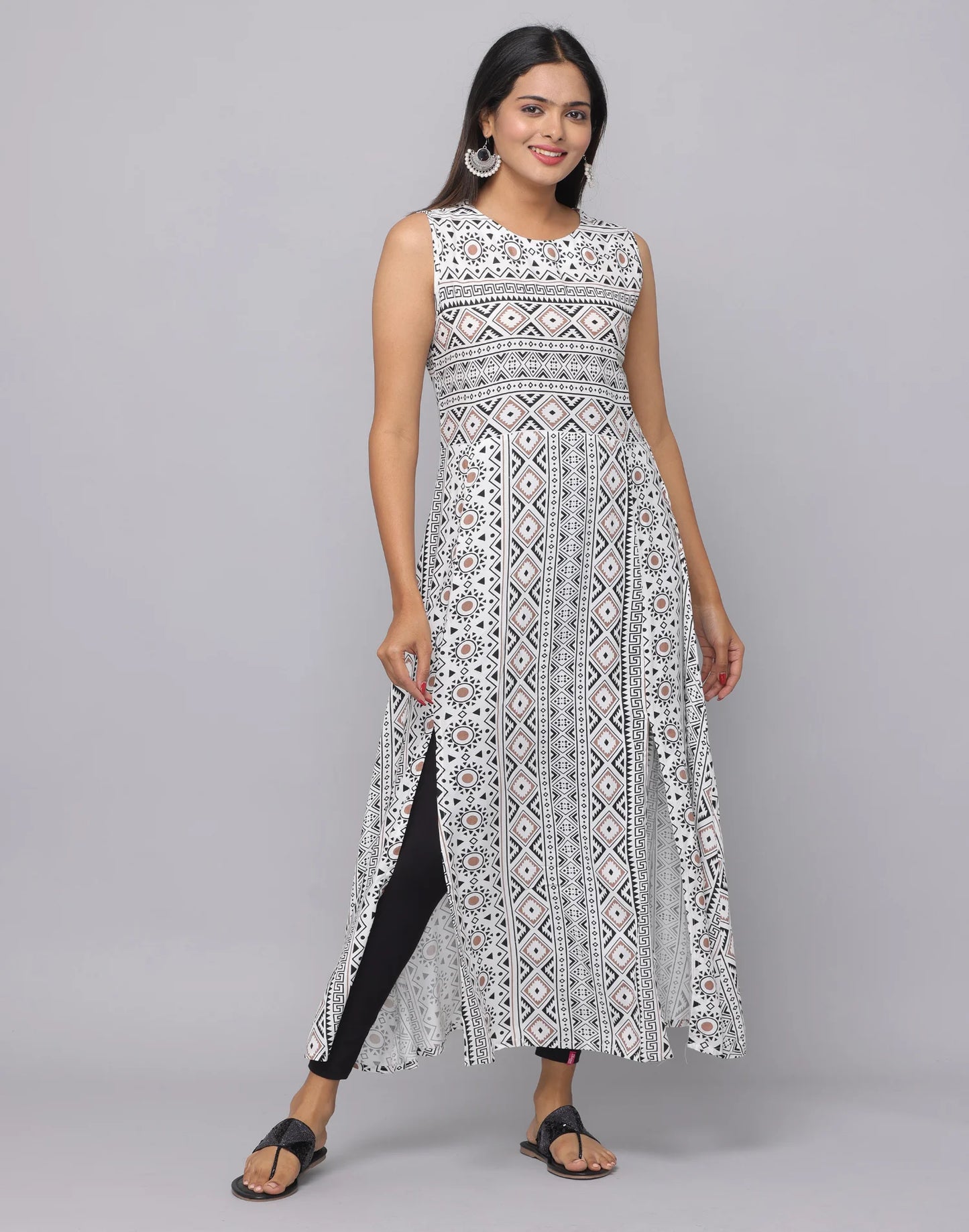 Floral Printed Sleeveless Kurta