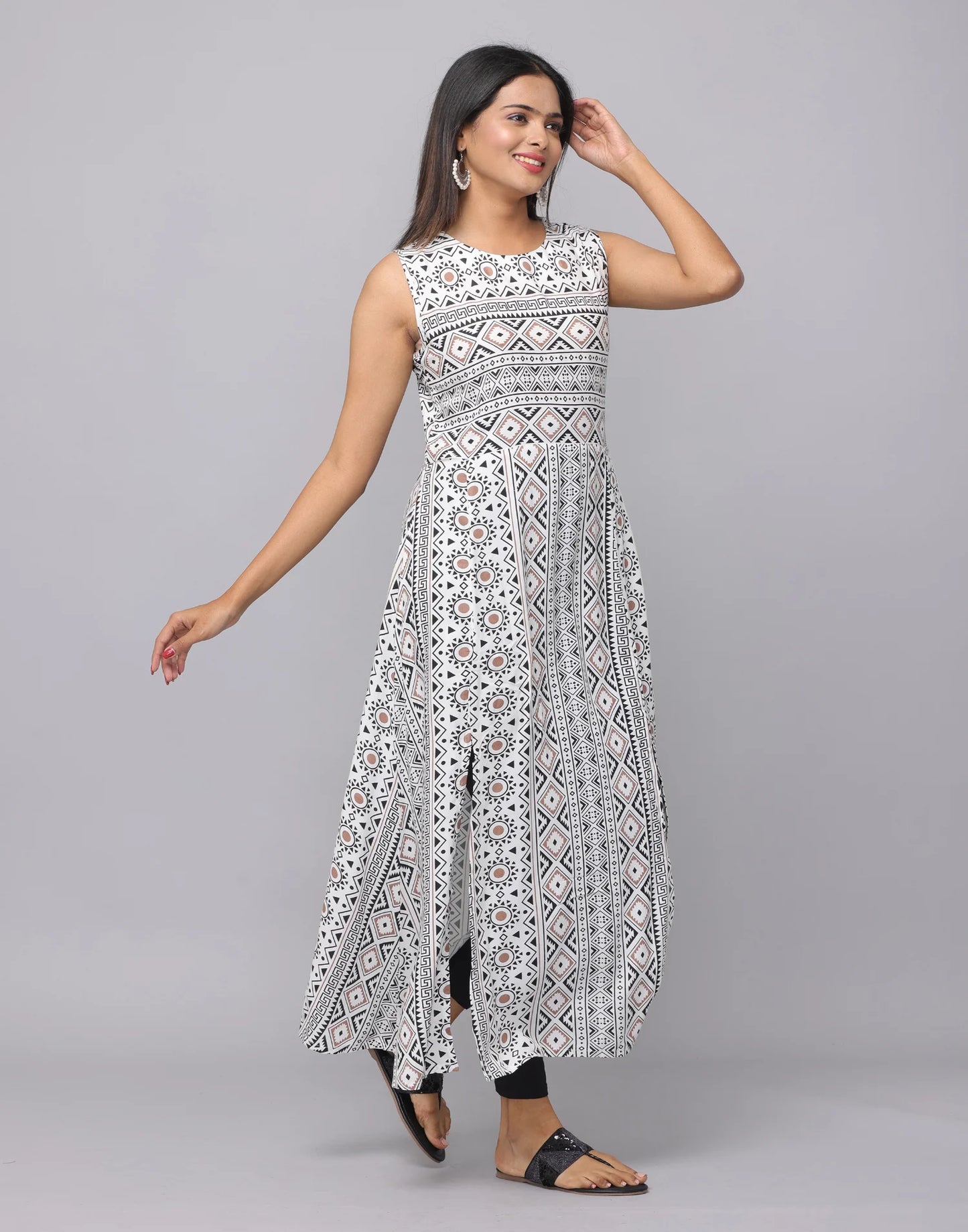 Floral Printed Sleeveless Kurta