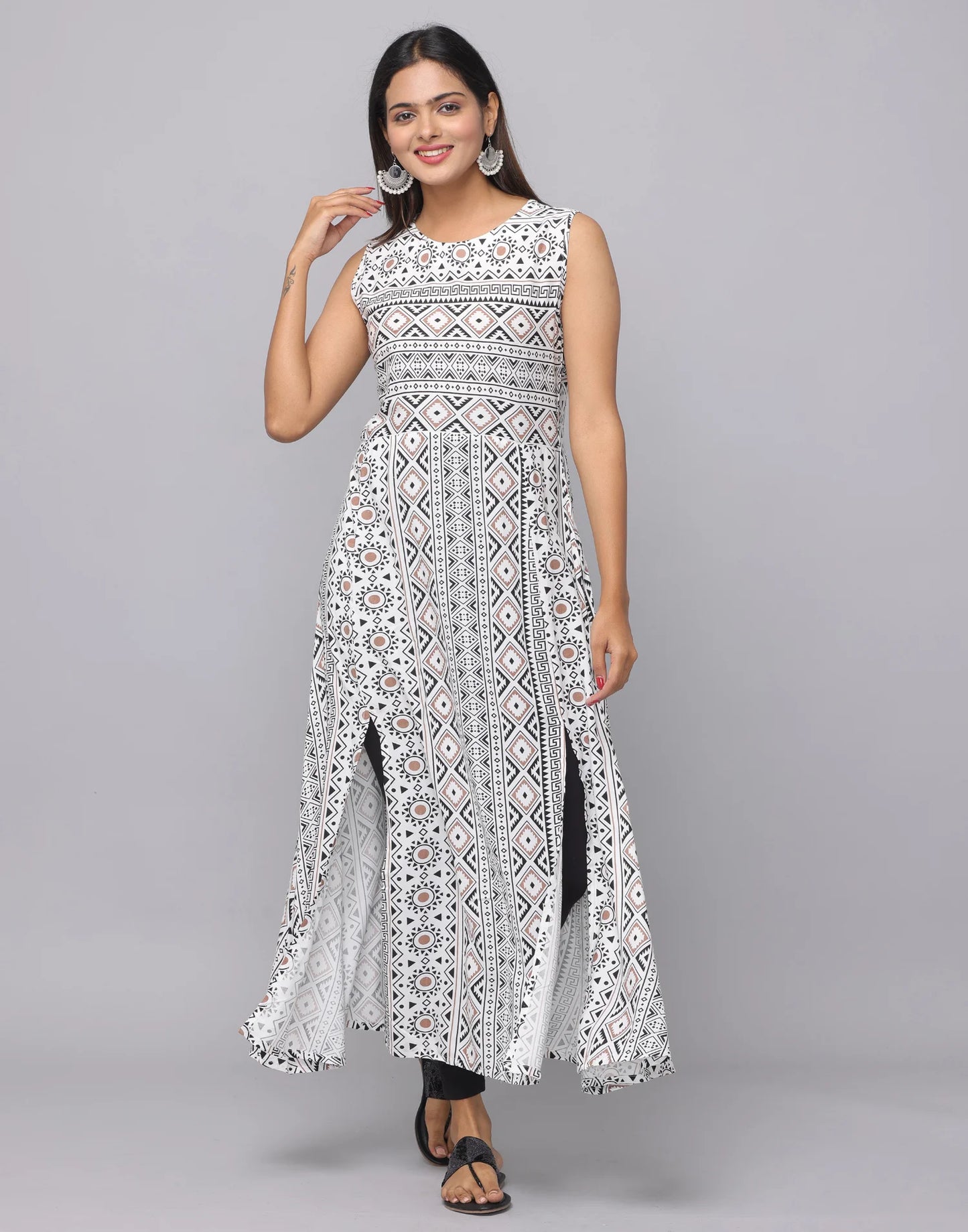 Floral Printed Sleeveless Kurta