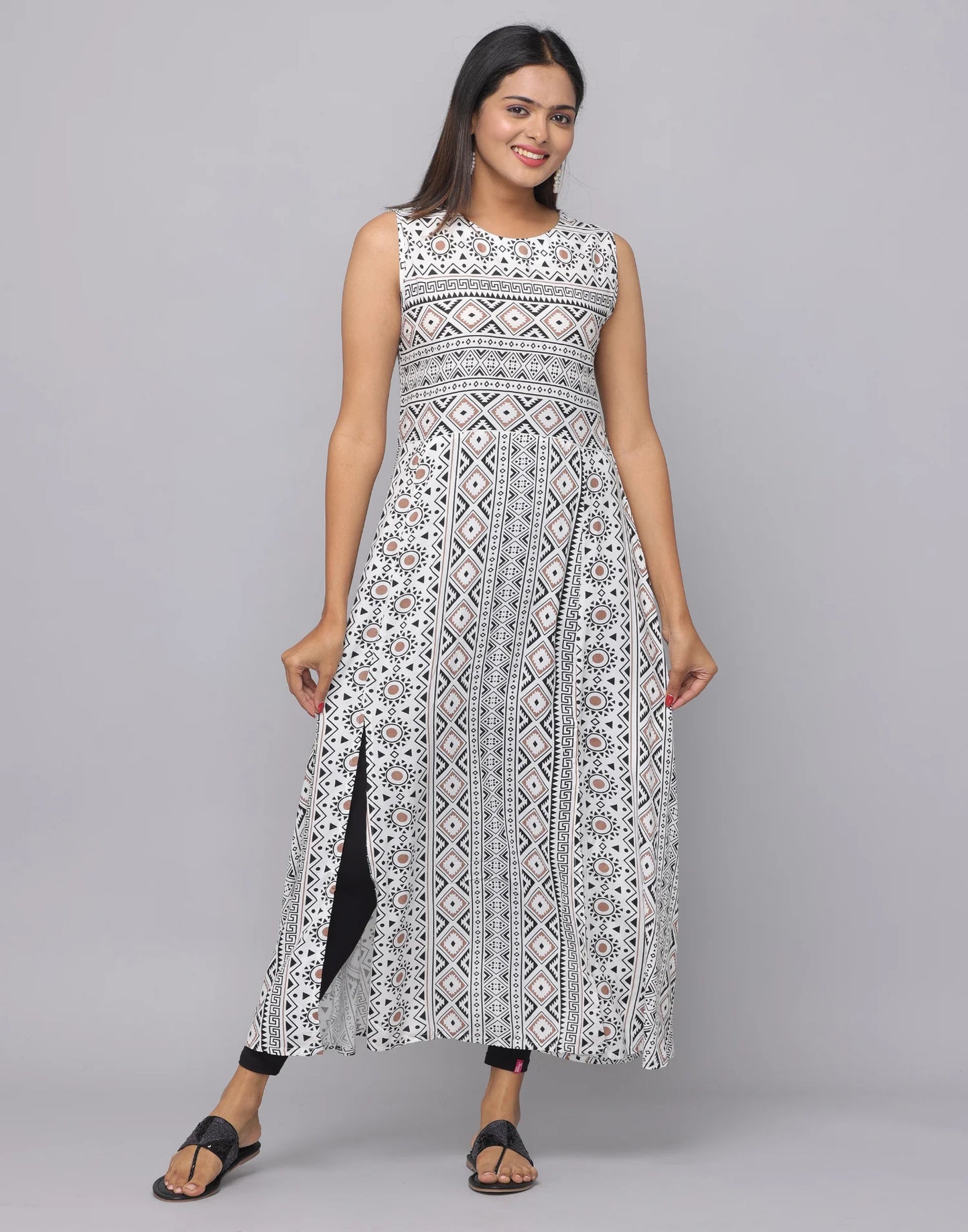 Floral Printed Sleeveless Kurta