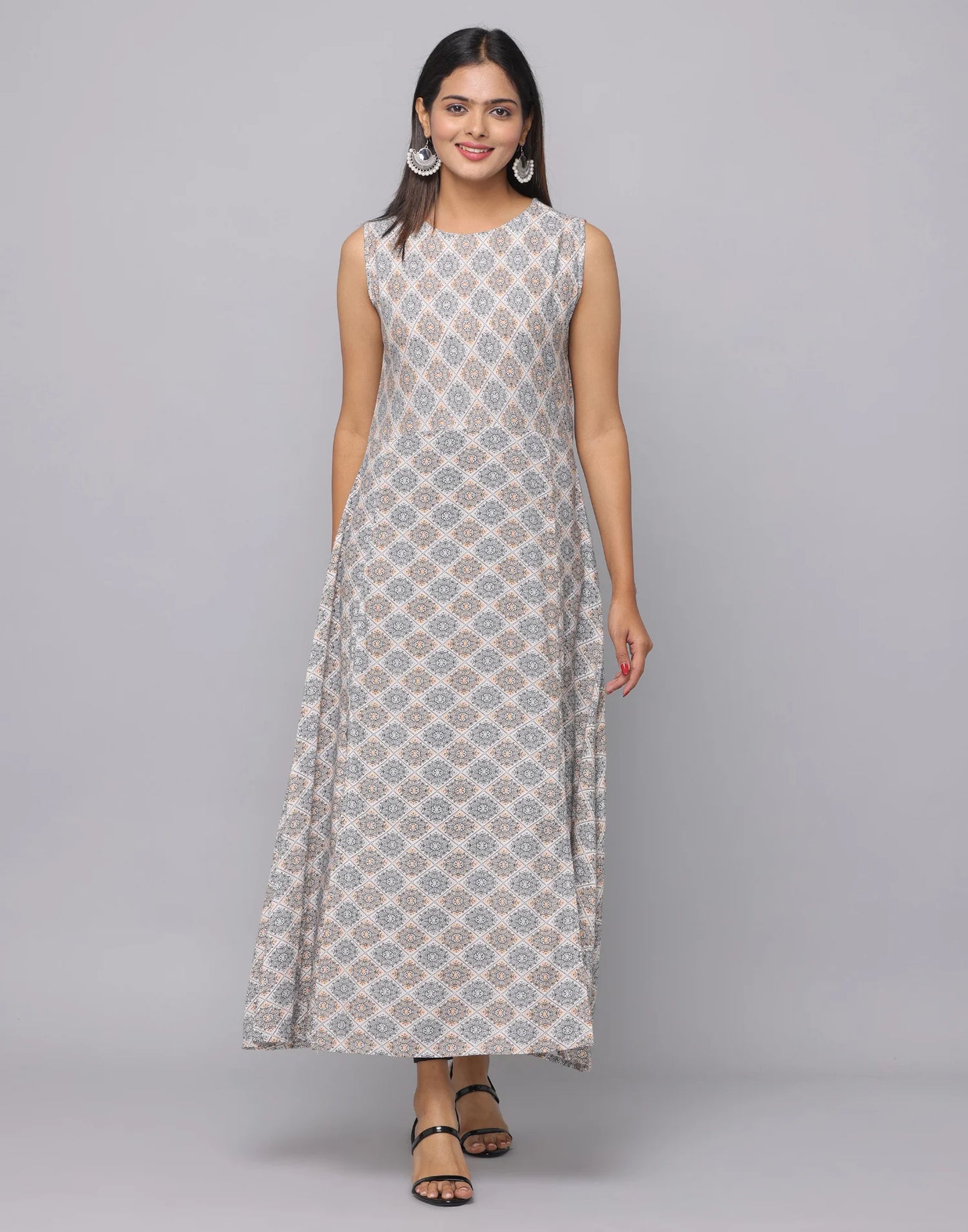 Floral Printed Sleeveless Kurta