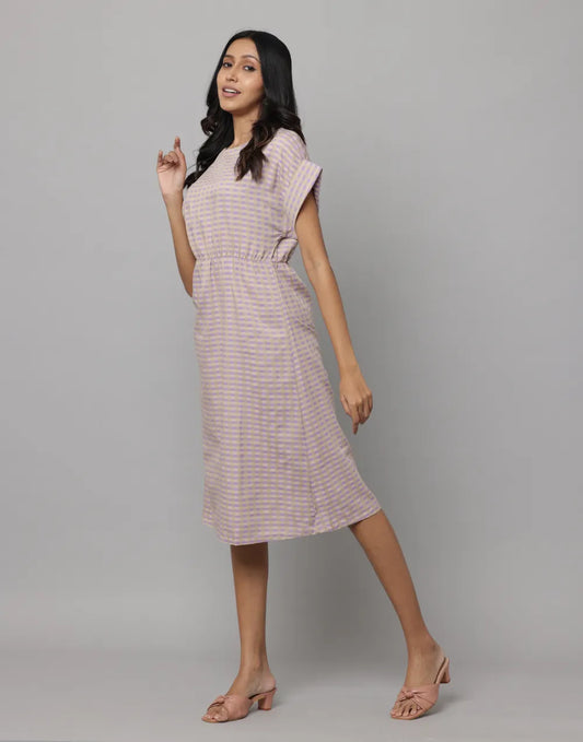 Printed Checks Broad Width Cap Sleeve Indo Western Dress