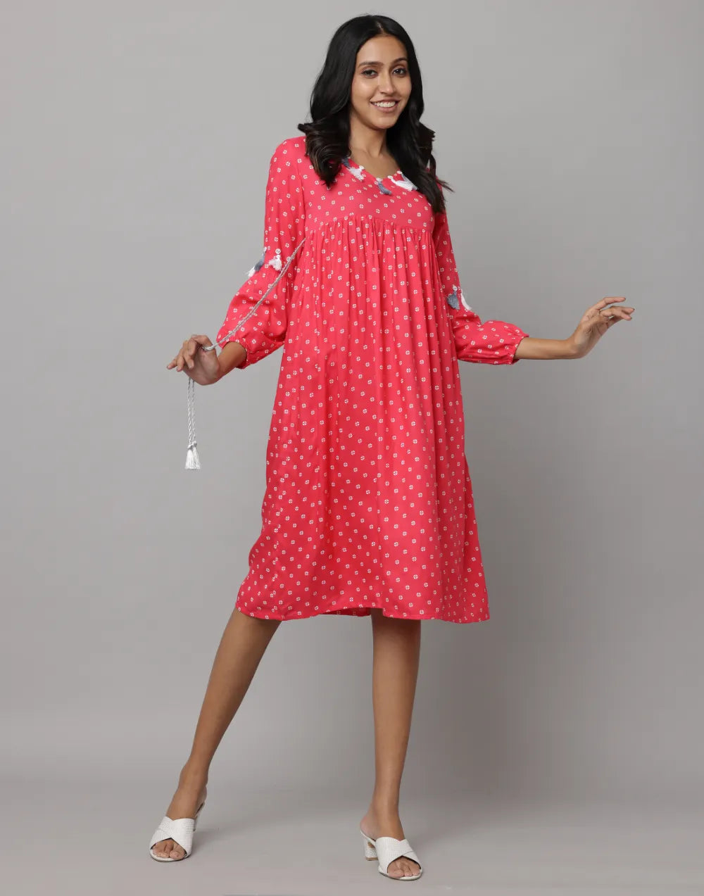 Floral Printed 3/4th Sleeve Dress