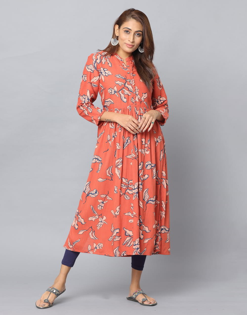 Floral 3/4th Sleeve Kurta