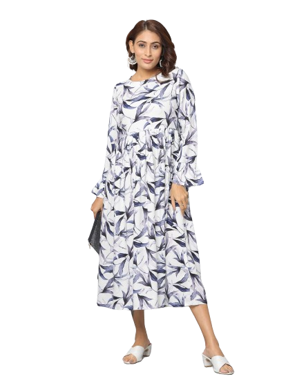 Floral Print Slim Fit Long Sleeve Dress