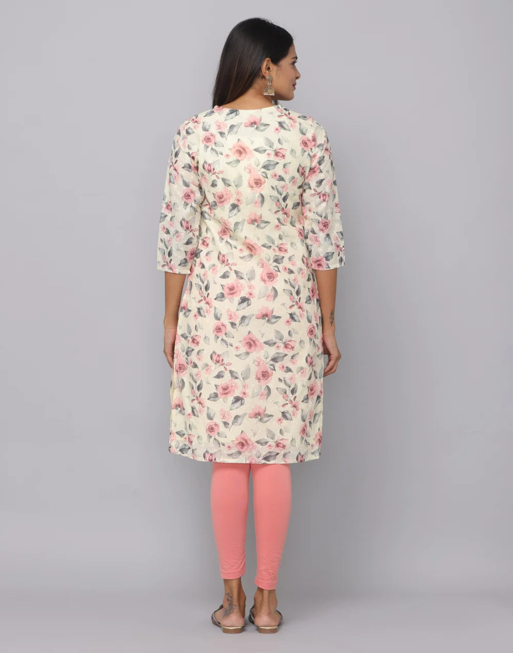 Floral Printed 3/4th Sleeves Kurta