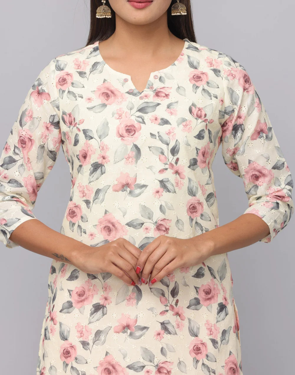 Floral Printed 3/4th Sleeves Kurta