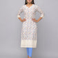 Floral Printed Decollete Neck Kurta With 3/4th Sleeves