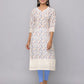 Floral Printed Decollete Neck Kurta With 3/4th Sleeves