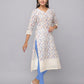 Floral Printed Decollete Neck Kurta With 3/4th Sleeves