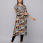 Floral Printed Kurta With 3/4 Sleeve