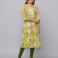 Floral Printed Kurta With 3/4 Sleeve