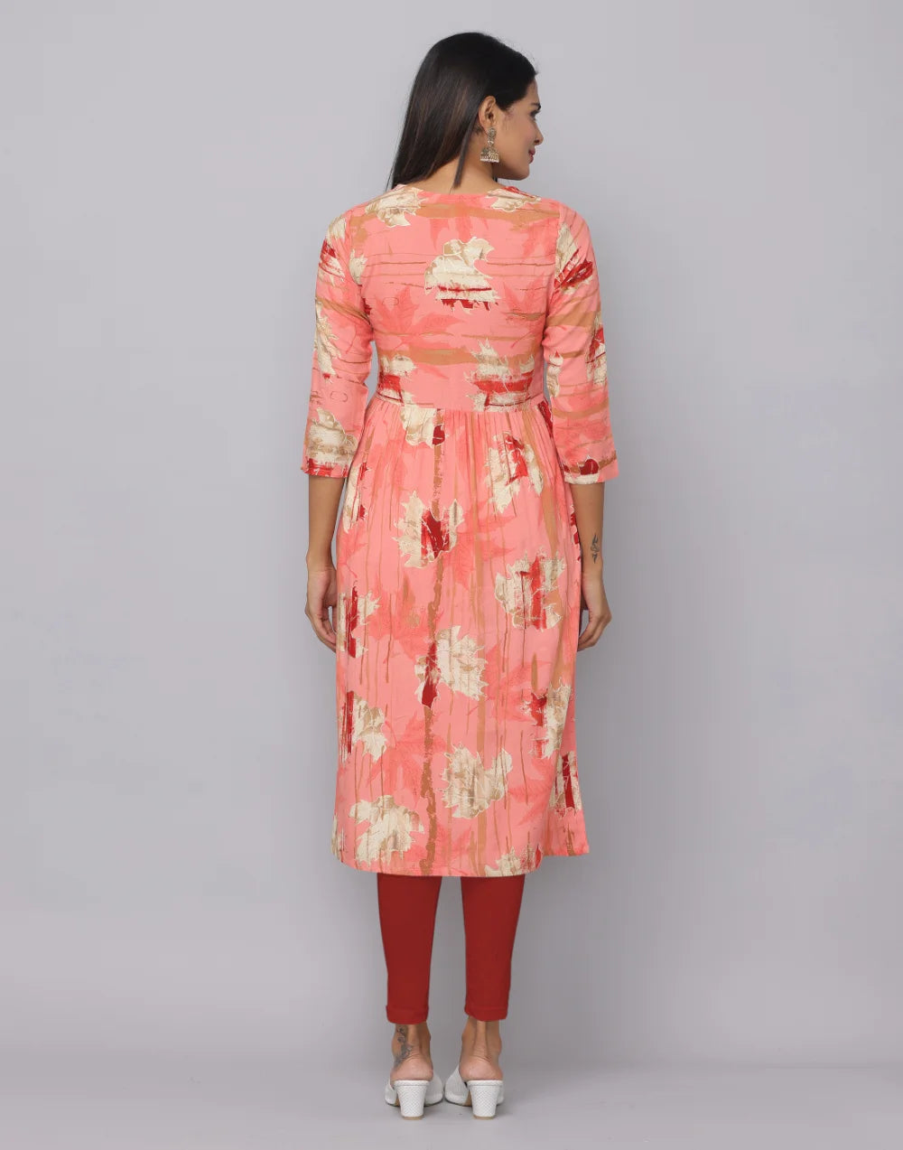 Floral Printed Kurta With 3/4 Sleeve