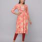 Floral Printed Kurta With 3/4 Sleeve