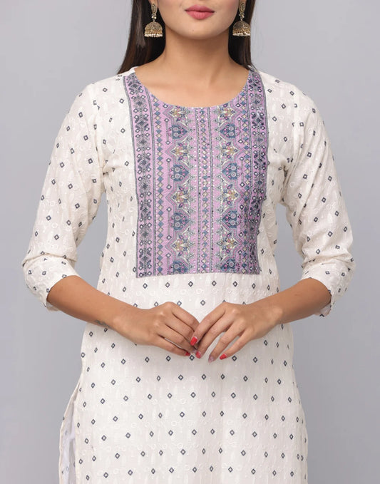 Floral Printed Kurta With 3/4 Sleeve